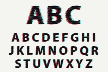 uppercase alphabet with glitch effect vector image