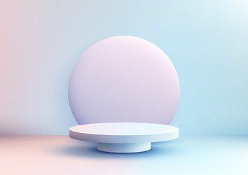 3d white circular pedestal on soft pastel vector image