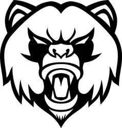 angry giant panda head front mascot black vector image