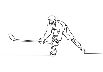 ice hockey one continuous line drawing of sport vector image