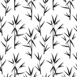 seamless pattern with black bamboo leaves vector image