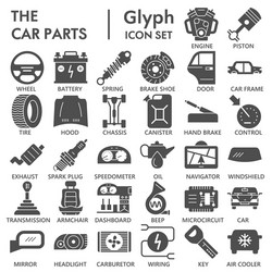 Car parts solid icon set vehicle part symbols vector