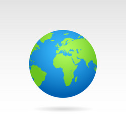 globe earth map with shadow on a white background vector image