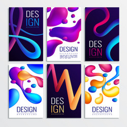 neon fluid cards set vector image