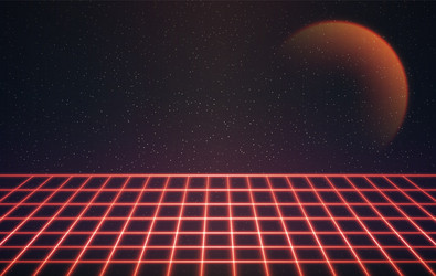 laser neon grid with stars and halo retro vector image