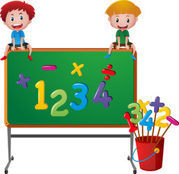 two boys and numbers on board vector image