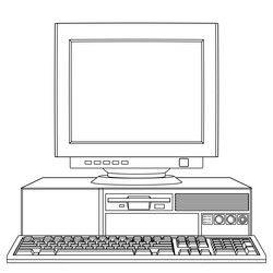 retro personal computer with crt monitor vector image