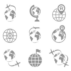 globe and plane travel icon vector image