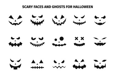 scary faces and ghosts for halloween vector image