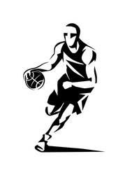 basketball player stylized silhouette logo vector image