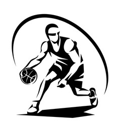 basketball player stylized silhouette logo vector image