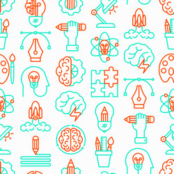 creative seamless pattern with thin line icons vector image