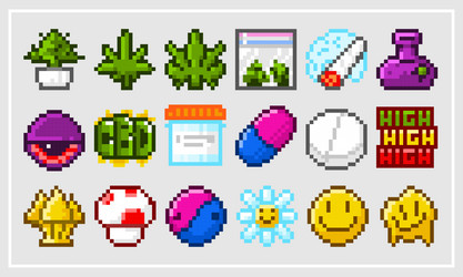 medical marijuana pixel art style nft cbd weed vector image