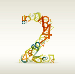 Number two made from colorful numbers vector