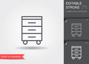 chest drawers line icon with editable stroke vector image