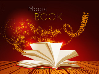 opened book with magic light vector image