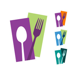 spoon and fork abstract logo graphic food icon vector image