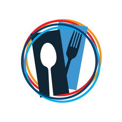 Spoon and fork abstract logo graphic food icon vector