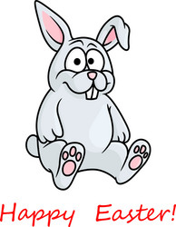 cute little grey happy easter bunny vector image