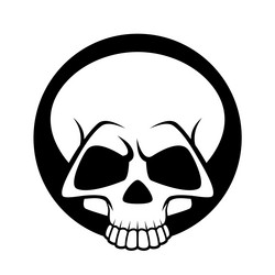 black and white human skull icon symbol or emblem vector image