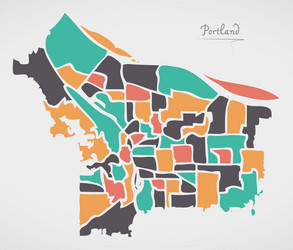 portland oregon map with neighborhoods and modern vector image