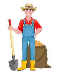 Handsome man farmer cheerful male vector