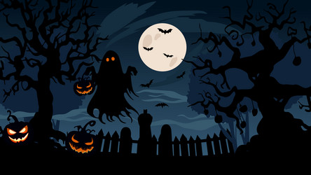 ghost holding a pumpkin lantern and levitating vector image