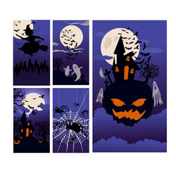 Halloween scene cartoon story collection vector