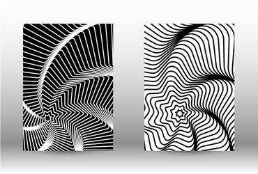 Set of abstract patterns with distorted lines vector