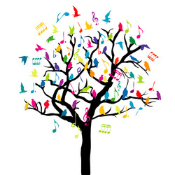 music concept with colored birds and musical vector image