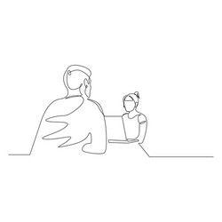 continuous one line woman is interviewing a man vector image