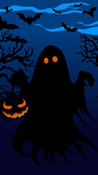 Dark ghost silhouette with lantern night vector