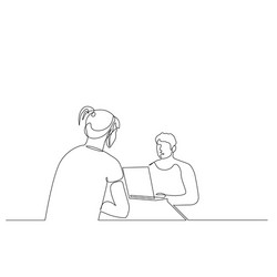 continuous one line man is interviewing a woman vector image