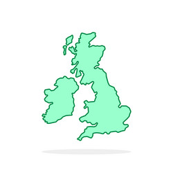 green cartoon linear uk map simple icon vector image