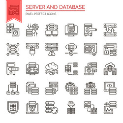 server and database thin line pixel perfect vector image