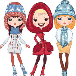 fashion girls in winter vector image