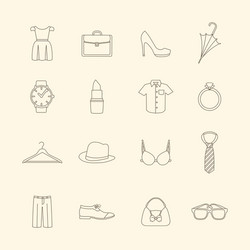 fashion and clothes accessories icons vector image