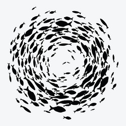 school fish a group silhouette swim vector image