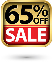 65 off sale golden label with red ribbon vector image