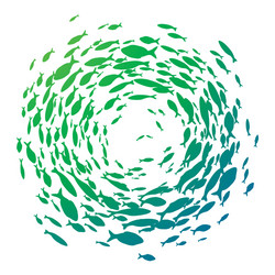 colored silhouettes school fish a group vector image