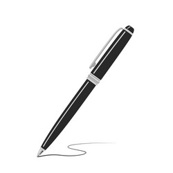 Black writing metal pen icon placed on white vector