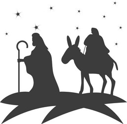 Nativity joseph with mary in donkey travel vector