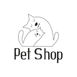 Cat and dog tender embrace sign for pet shop logo vector