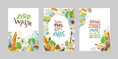 zero waste flat banners set vector image