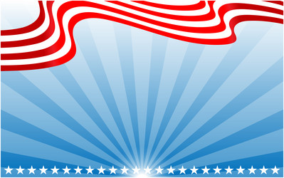 usa flag ribbon on blue rays background vector image