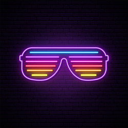 neon shutter glasses sign bright sunglasses vector image