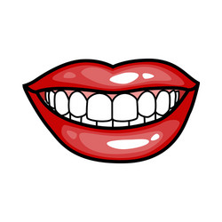 fashion girls lips with red lipstick in cartoon vector image