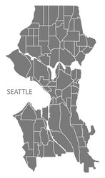 seattle washington city map with neighborhoods vector image