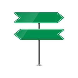 Empty green direction sign - blank roadsigns vector