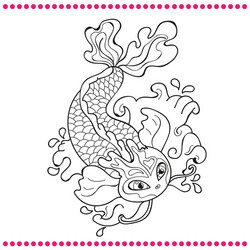 japanese carp - line drawing image vector image